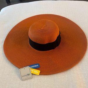 Burnt Orange / cognac color flimsy hat - new